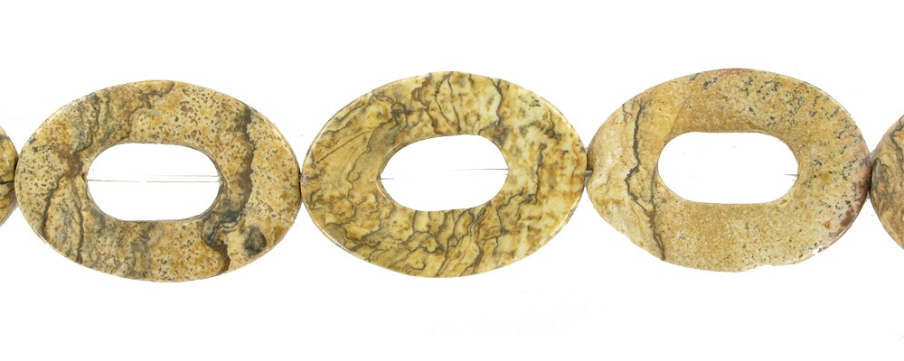 Rangs de colliers tournés, jaspe (jaspe paysage), 30 x 20mm | Marco Schreier