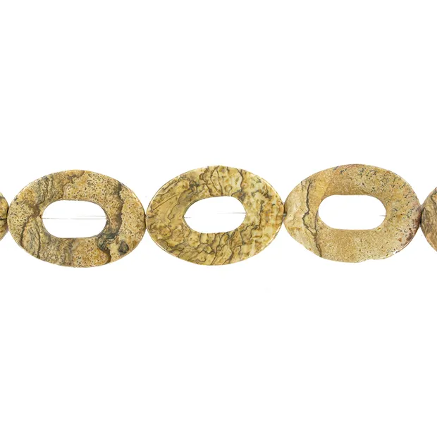 Rangs de colliers tournés, jaspe (jaspe paysage), 30 x 20mm | Marco Schreier