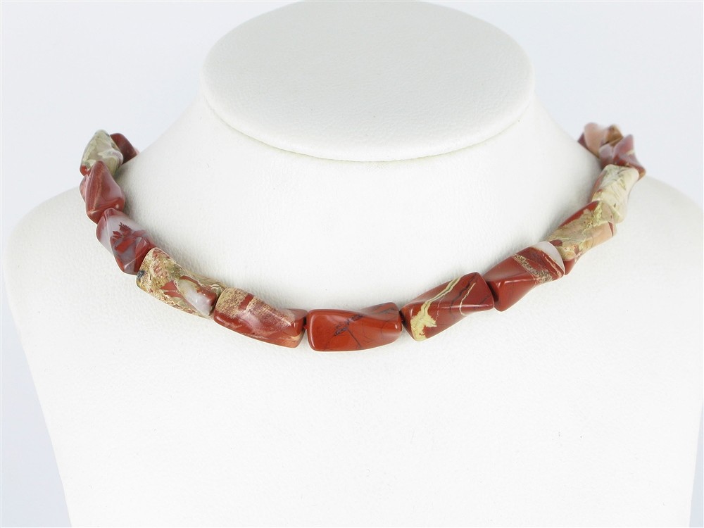 Cordón cilíndrico (trenzado), jaspe (rojo), 20 x 10mm | Marco Schreier