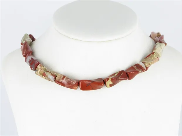 Strand cylinder (twisted), Jasper (red), 20 x 10mm | Marco Schreier