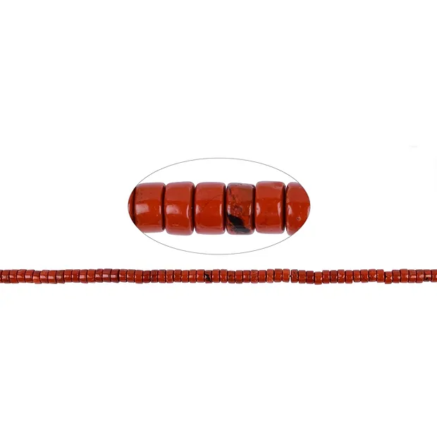 Strang Zylinder "Heishi", Jaspis (rot), 02,5 x 04mm | Marco Schreier