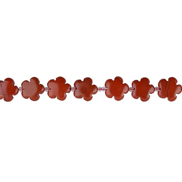 Fiore a filo, Diaspro (rosso), 15mm (44cm) | grossista gemme e pietre curative