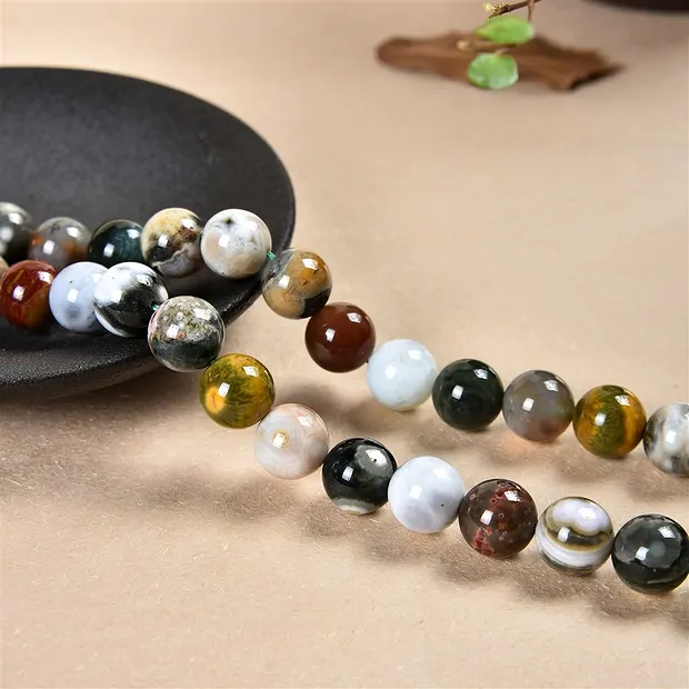 Rang de collier boules, Jaspe océan, 10mm | Marco Schreier