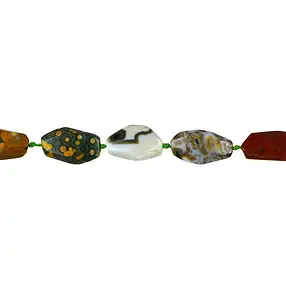 Strand of nuggets, Ocean Jasper, coarsely faceted, 15-25 x 05-10mm | Marco Schreier