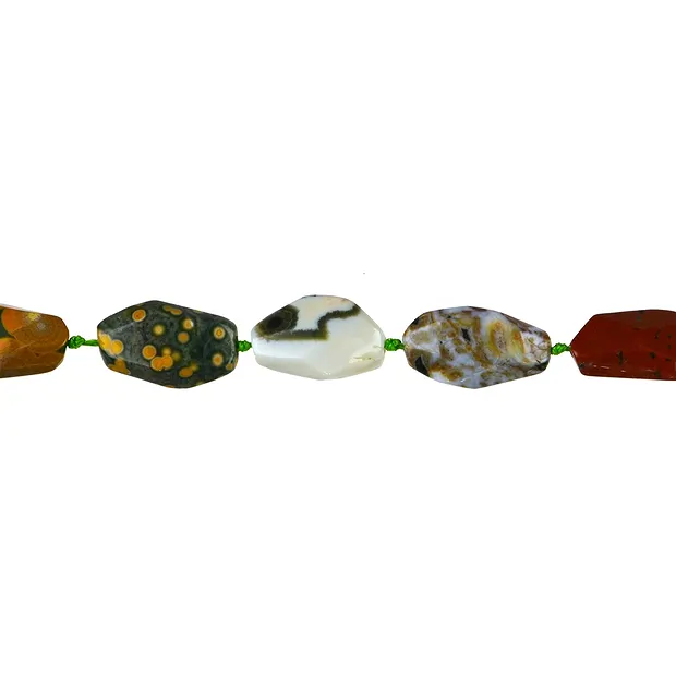 Strand of nuggets, Ocean Jasper, coarsely faceted, 15-25 x 05-10mm | Marco Schreier