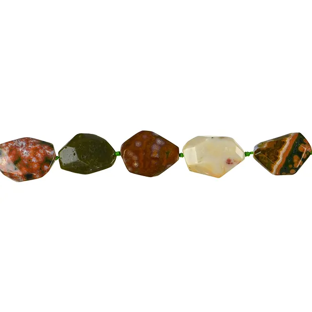 Strand of nuggets, Ocean Jasper, coarsely faceted, 15-25 x 04-10mm | Marco Schreier