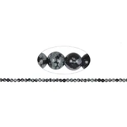 141710100120 Rang de collier boules, Obsidienne (flocons de neige), 02mm | Marco Schreier