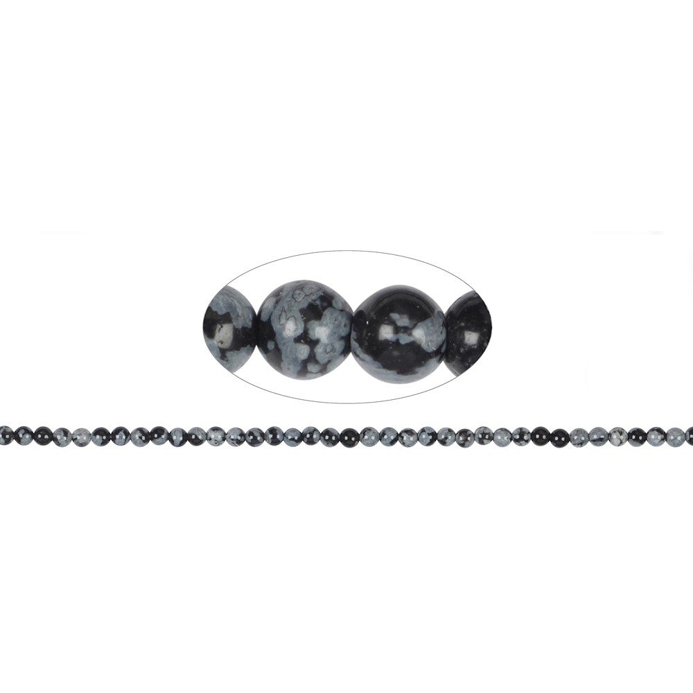 String Beads, Obsidian (snowflake obsidian), 02mm | Marco Schreier
