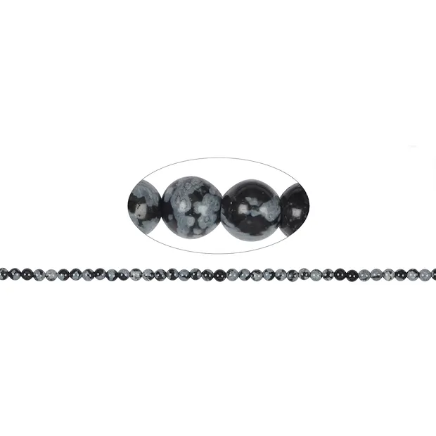String Beads, Obsidian (Snowflake), 02mm | wholesaler gems & healing stones