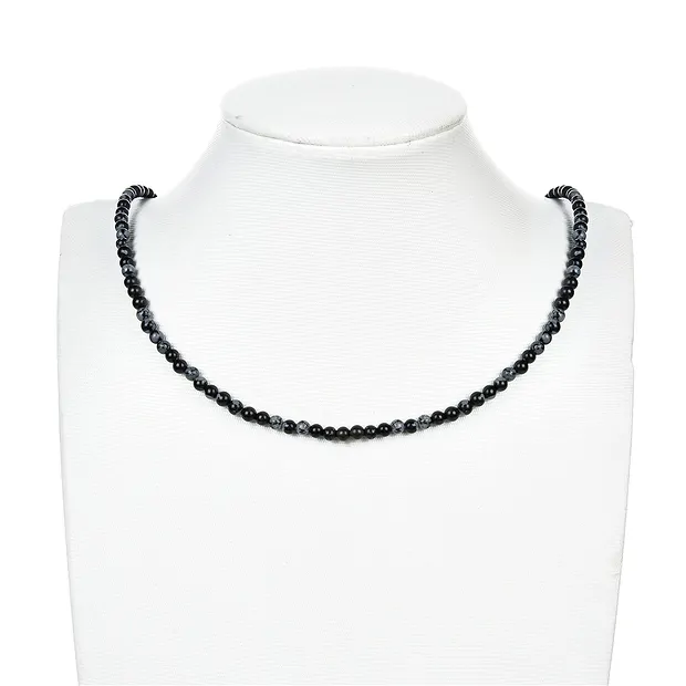 Rang de colliers boules, Obsidienne (flocons de neige), 04mm (38cm) | Marco Schreier