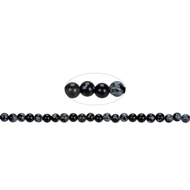String Beads, Obsidian (snowflake obsidian), 04mm (38cm) | Marco Schreier