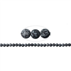 141710100510 String Beads, Obsidian (snowflake obsidian), matt, 06mm (38cm) | Marco Schreier