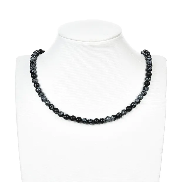 Strang Kugeln, Obsidian (Schneeflockenobsidian), 06mm | Marco Schreier