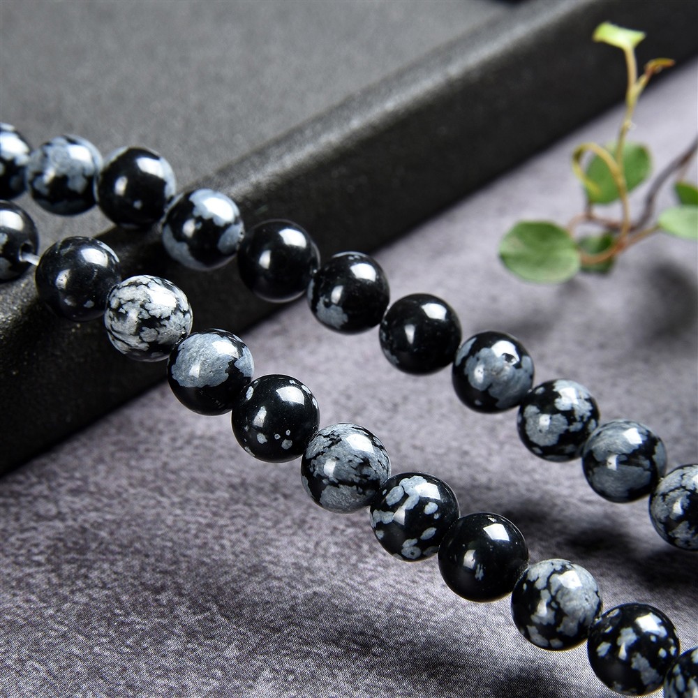 Rang de collier boules, Obsidienne (flocons de neige), 06mm | Marco Schreier