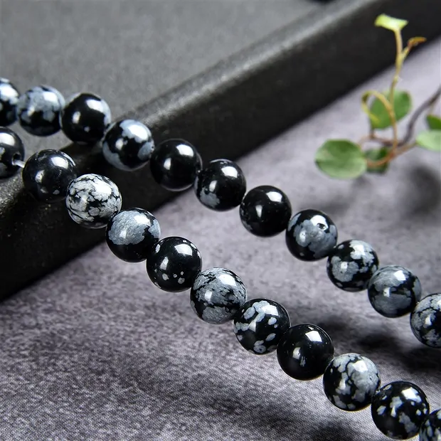 Strang Kugeln, Obsidian (Schneeflockenobsidian), 06mm | Marco Schreier