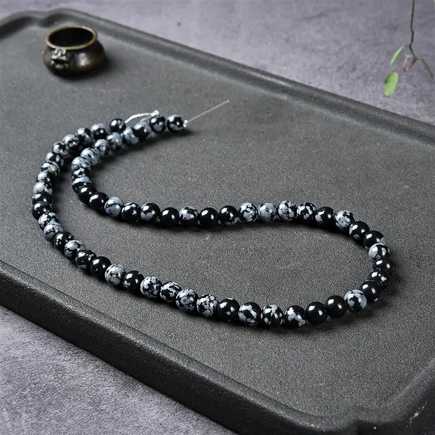 Cuentas de piedras preciosas, Obsidiana (obsidiana nevada), 06 mm | Marco Schreier
