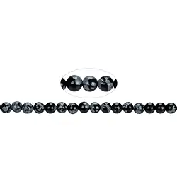 141710100520 Rang de collier boules, Obsidienne (flocons de neige), 06mm | Marco Schreier