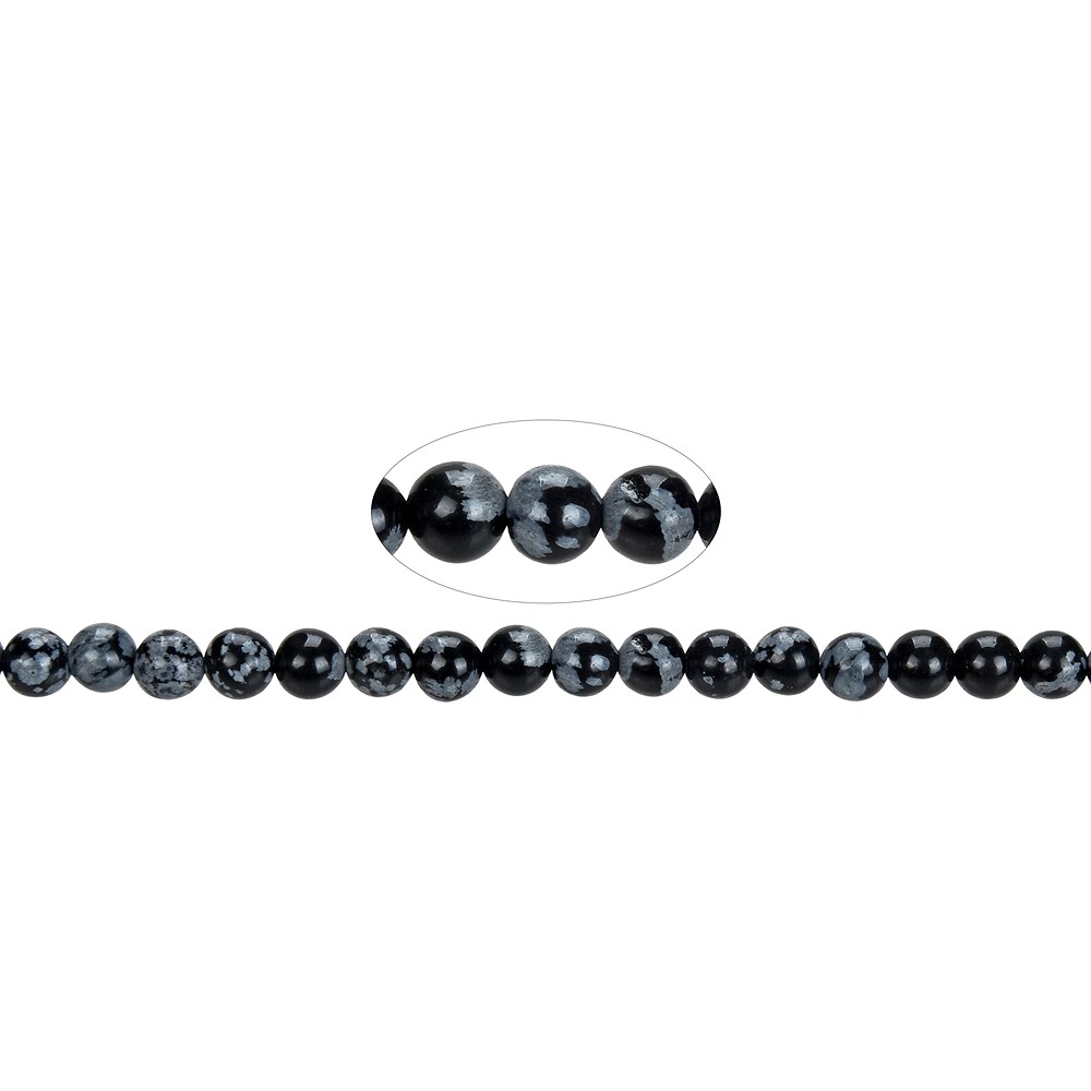 Rang de collier boules, Obsidienne (flocons de neige), 06mm | Marco Schreier