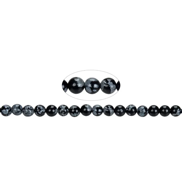 Cuentas de piedras preciosas, Obsidiana (obsidiana nevada), 06 mm | Marco Schreier