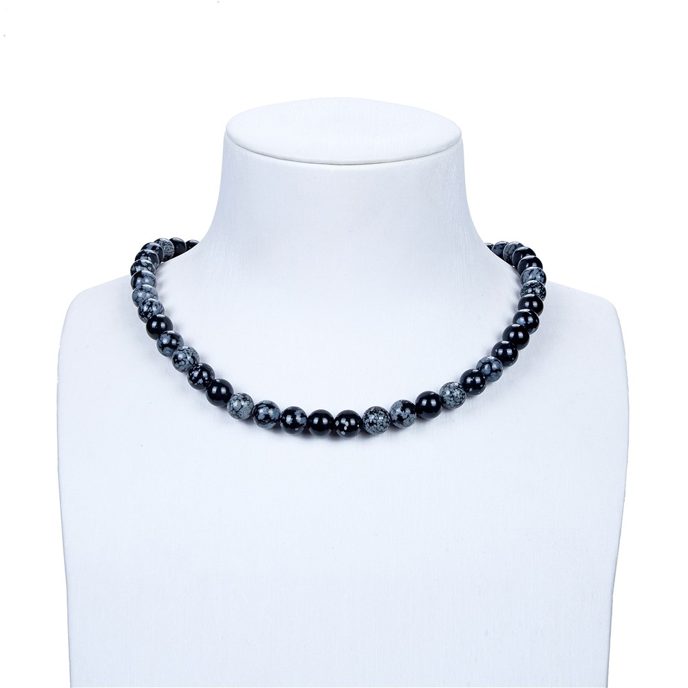 Filo di perline, ossidiana (ossidiana a fiocco di neve), 08 mm | Marco Schreier