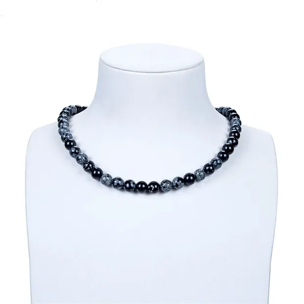 Rang de collier boules, Obsidienne (flocons de neige), 08mm | Marco Schreier