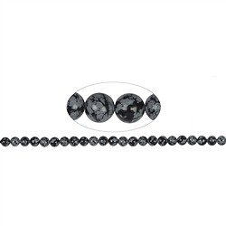 141710100720 Rang de collier boules, Obsidienne (flocons de neige), 08mm | Marco Schreier
