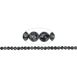 141710100720 String Beads, Obsidian (snowflake obsidian), 08mm | Marco Schreier