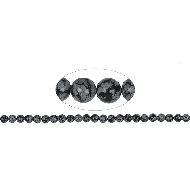 Rang de collier boules, Obsidienne (flocons de neige), 08mm | Marco Schreier
