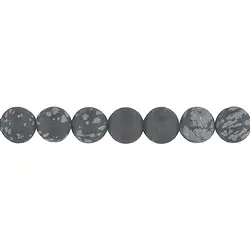 141710100910 Rang de collier boules, Obsidienne (flocons de neige), mat, 10mm (39cm) | Marco Schreier