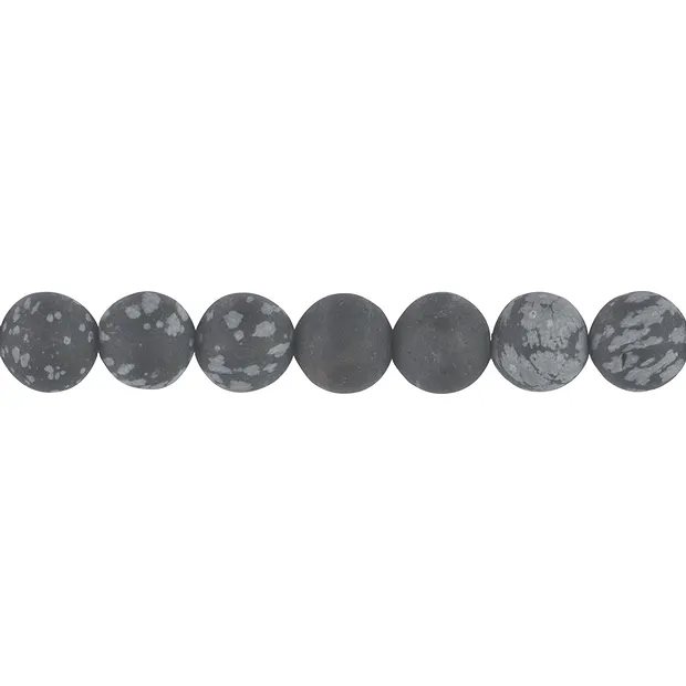 String Beads, Obsidian (Snowflake), Matte, 10 mm (39 cm) | Marco Schreier