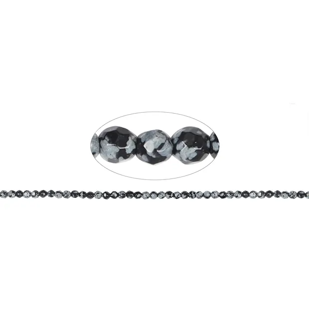 String Beads, Obsidian (Snowflake), Faceted, 04mm | Marco Schreier