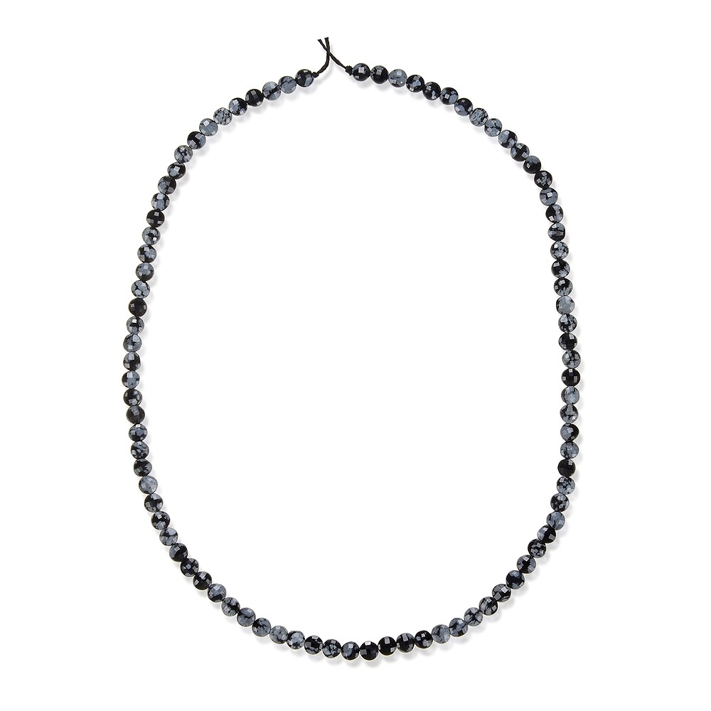 Filo di monete, ossidiana (ossidiana a fiocco di neve), 04 x 02 mm, sfaccettato (39 cm) | Marco Schreier