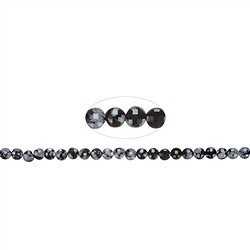 141710327020 Strand Coin, Obsidian (snowflake obsidian), 04 x 02mm, faceted (39cm) | Marco Schreier