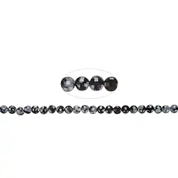 141710327020 Strand Coin, Obsidian (snowflake obsidian), 04 x 02mm, faceted (39cm) | Marco Schreier