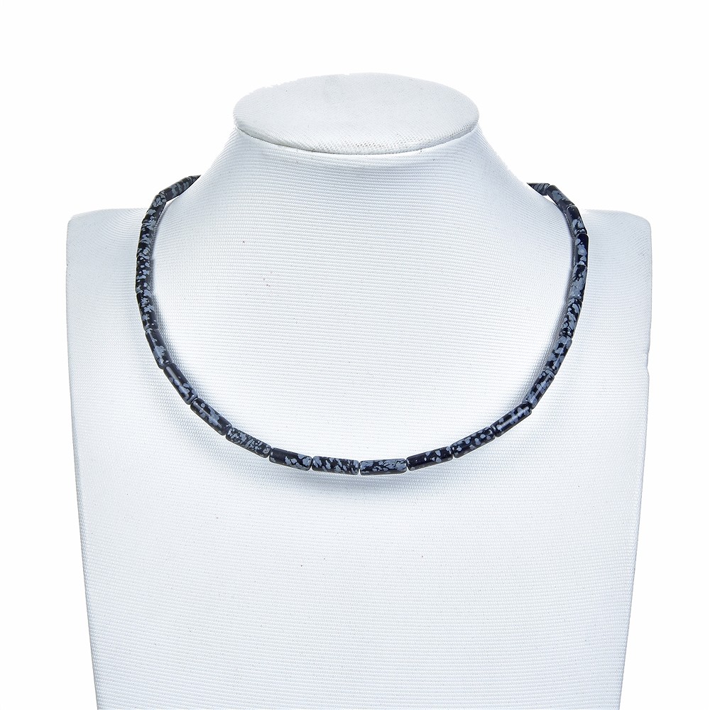 Strang Zylinder, Obsidian (Schneeflockenobsidian), 13 x 04mm | Marco Schreier