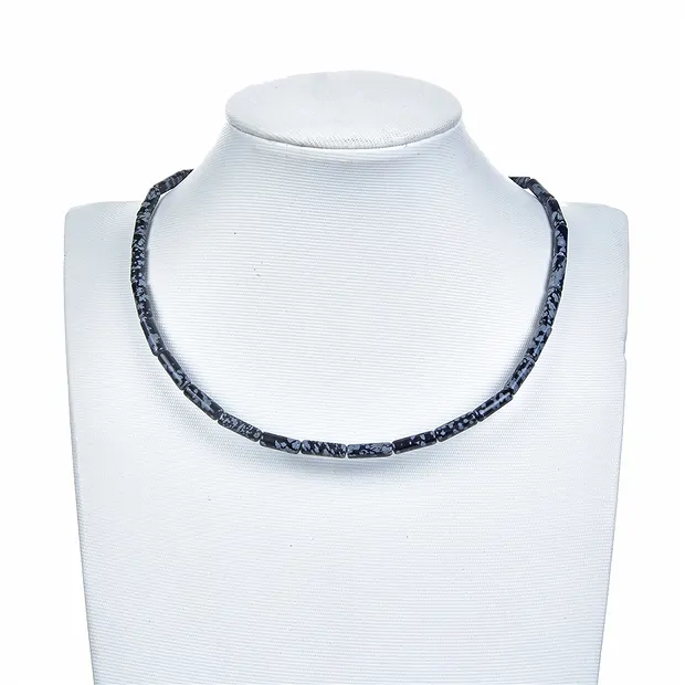 Filamento cilíndrico, Obsidiana (obsidiana copo de nieve), 13 x 04mm | Marco Schreier