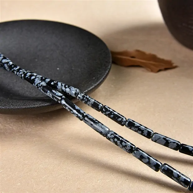 Rang de collier, Obsidienne (flocons de neige), 13 x 04mm | Marco Schreier