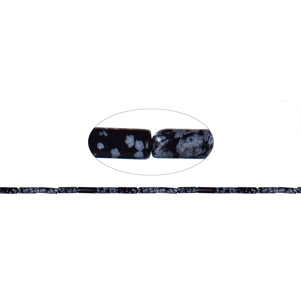 Strang Zylinder, Obsidian (Schneeflockenobsidian), 13 x 04mm | Marco Schreier
