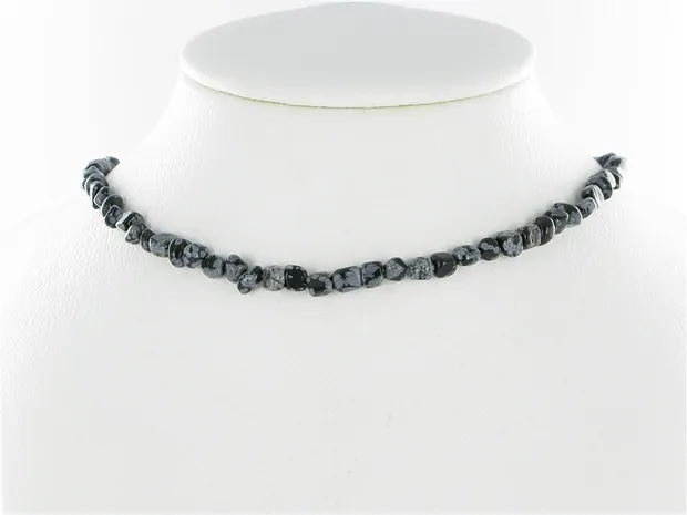 Strand of nuggets, Obsidian (snowflake obsidian), 03 - 05mm | Marco Schreier