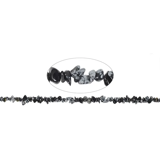 Rang de colliers, Obsidienne (flocons de neige), 02-04 x 05-10mm (88cm) | Marco Schreier