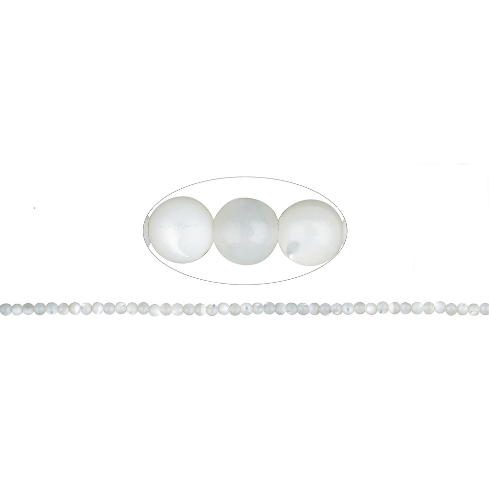 Rang de colliers boules, nacre (claire), 02mm | Marco Schreier