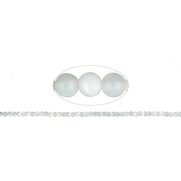 String Beads, Mother of Pearl (light), 04mm | wholesaler gems & healing stones