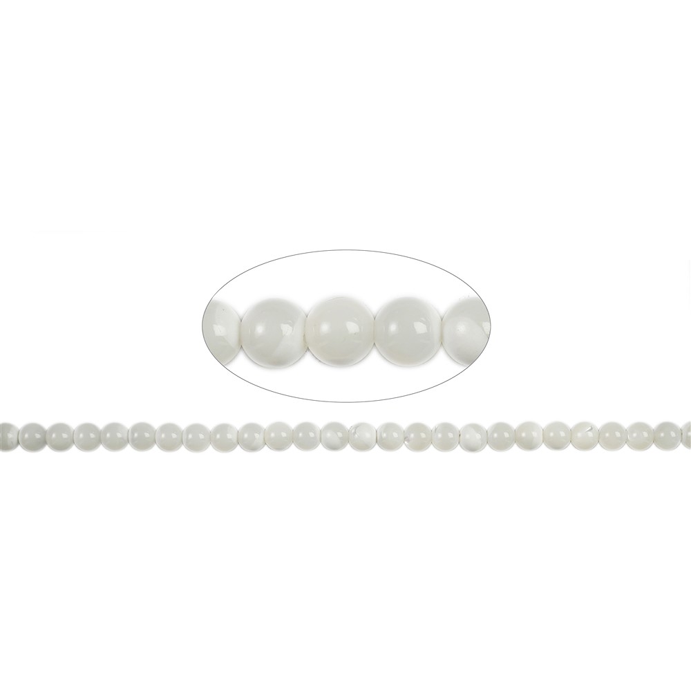 String Beads, Mother of Pearl (light), 06mm | wholesaler gems & healing stones