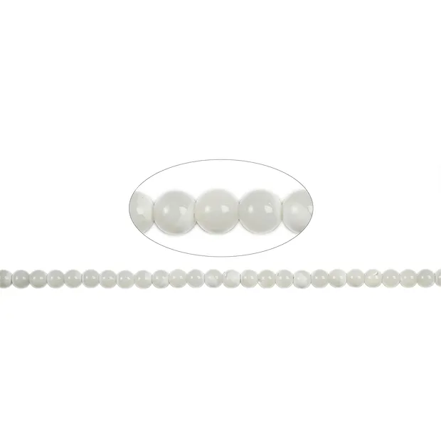 Rang de colliers boules, nacre (claire), 06mm | Marco Schreier