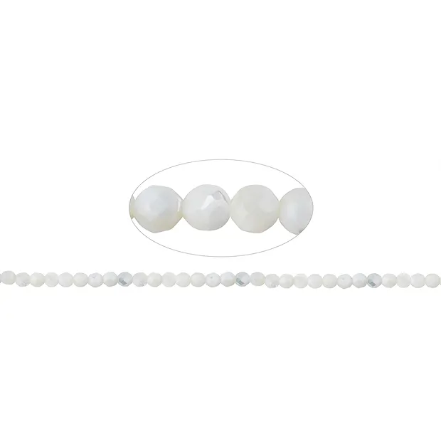 String Beads, Mother of Pearl (light), 04mm, faceted | Marco Schreier