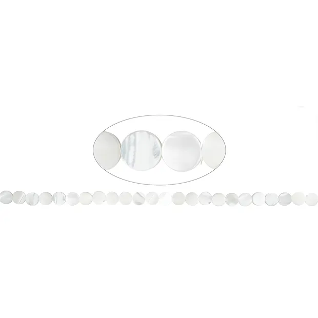 Rang de collier Pièce, nacre (claire), 08mm (39cm)   | Marco Schreier