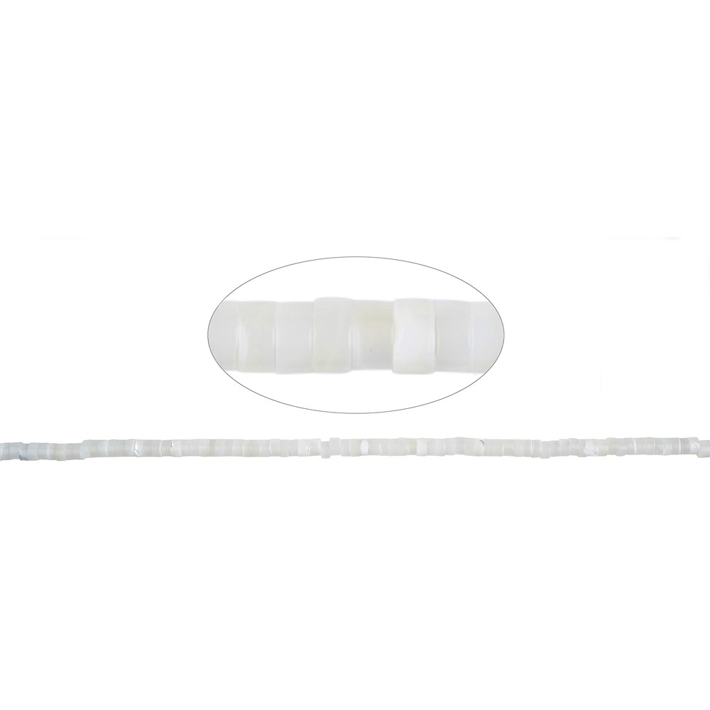 Strand cylinder/heishi, Mother of Pearl (light), 2.5 x 3.7mm | Marco Schreier