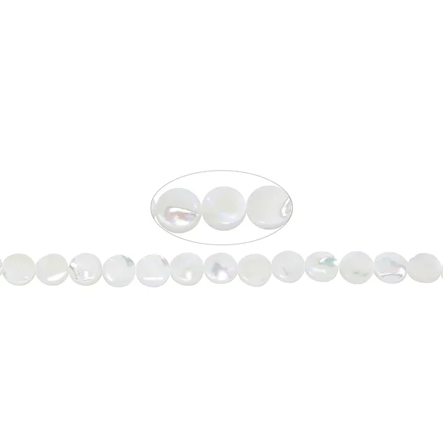 Coin strand, Mother of Pearl (light), 10mm | wholesaler gems & healing stones