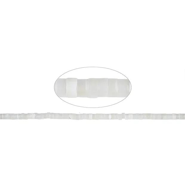 Cilindro a filo/heishi, Madreperla (bianco), 2 x 5 mm | Marco Schreier