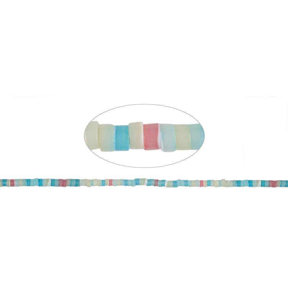 Rang de collier cylindre/heishi, nacre (multicolore), 02 x 04mm (39cm) | Marco Schreier